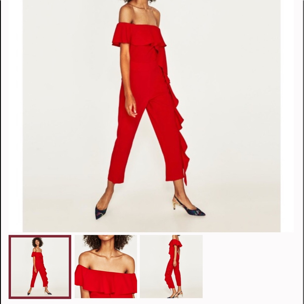 Zara side ruffle jumpsuite NWOT